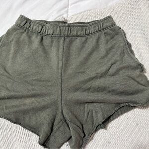 Soft, comfortable, green lounging shorts
